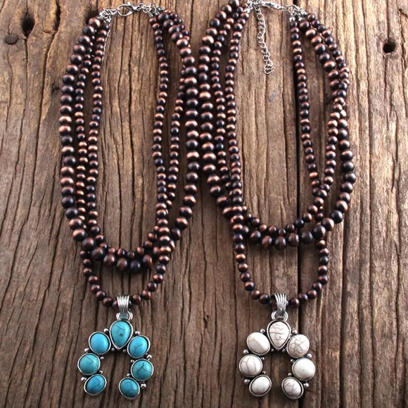 NEW Turquoise Squash Blossom beaded necklace - Picture 3 of 3